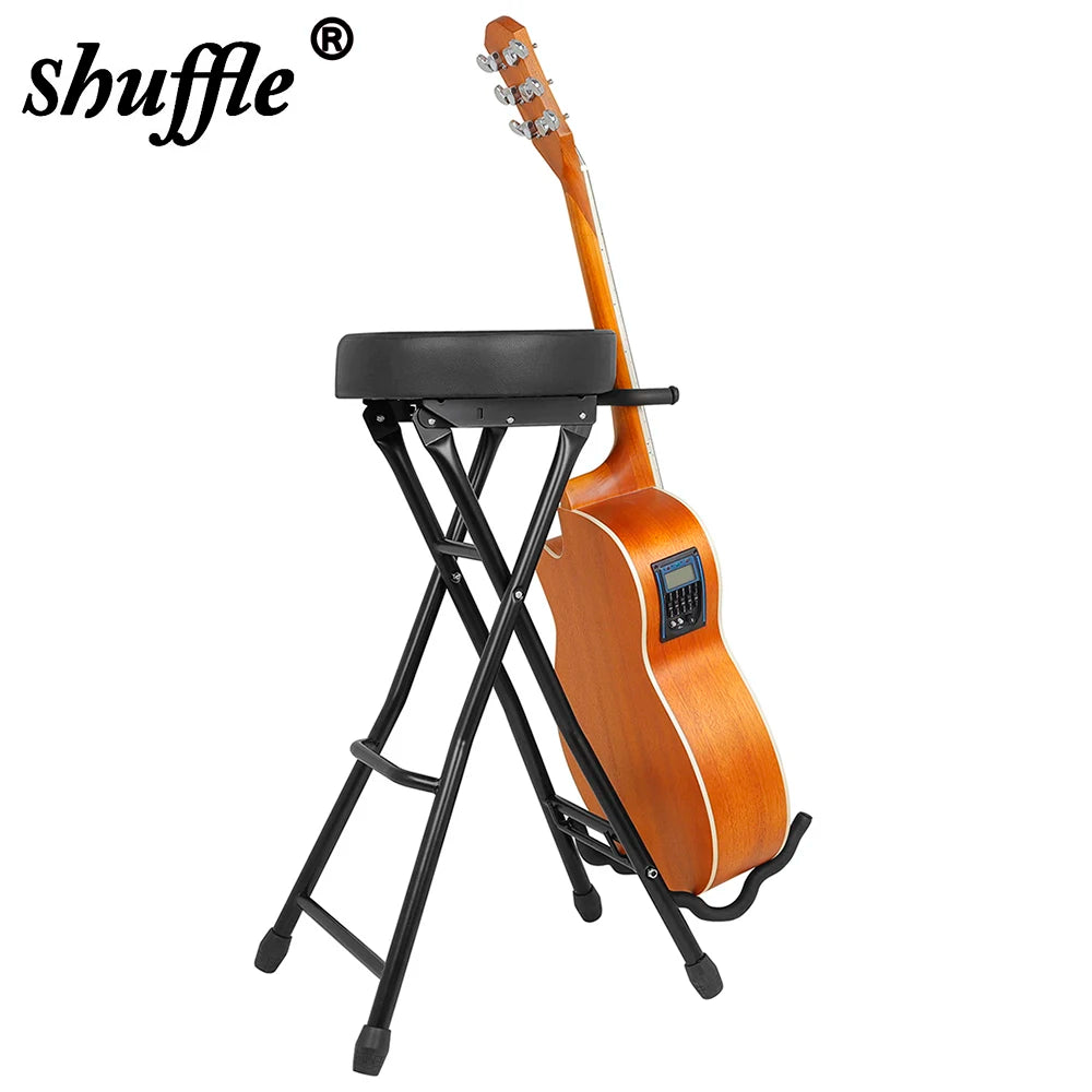 SHUFFLE Guitar Seat Holds with Padded Cushion Ergonomic Guitar Seat Footstool Bracket Integrated Multi Function Folding Bracket