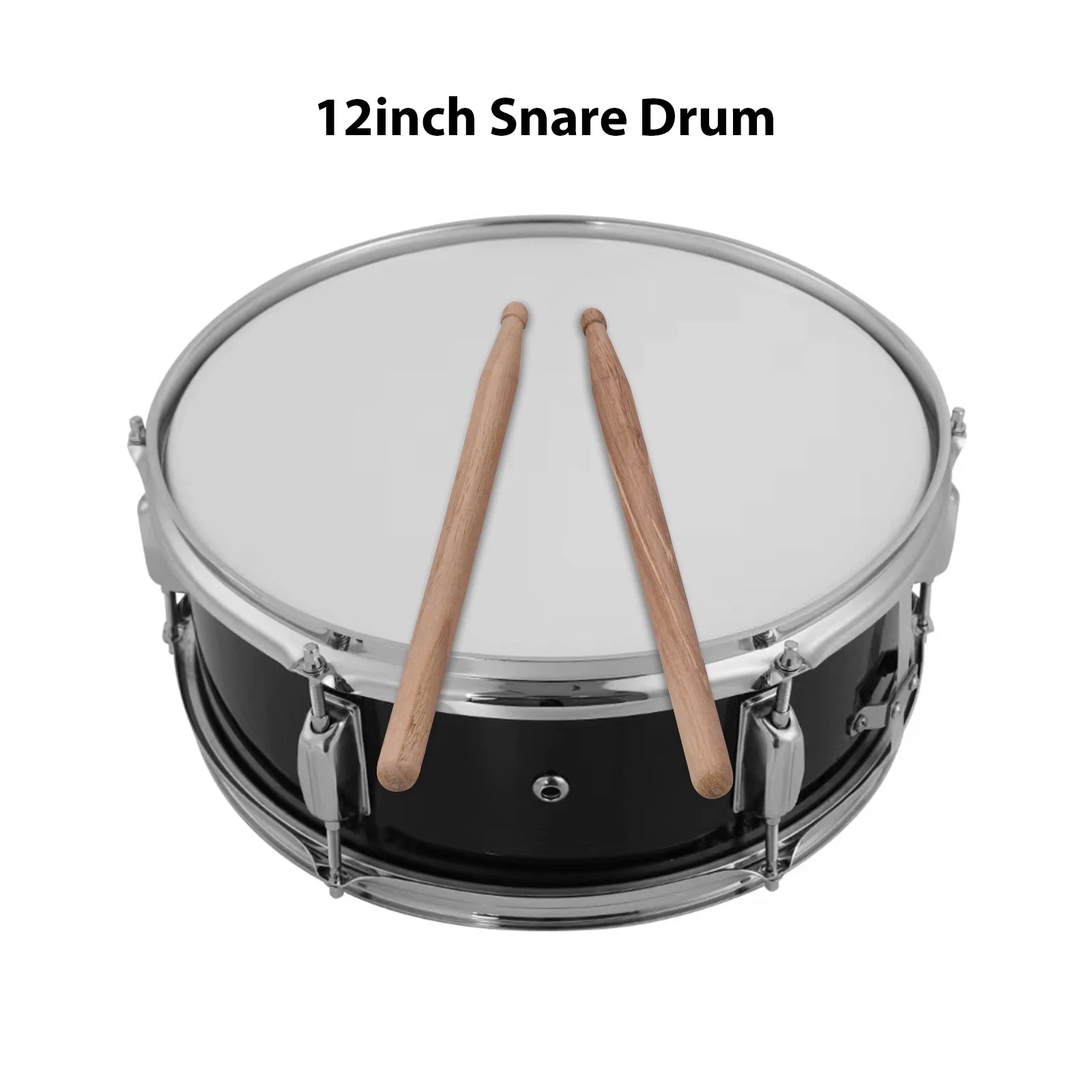 12 inches Snare Drum with Drumsticks Shoulder Strap Drum Key Portable Snare Drum Percussion Instrument for Students Beginners