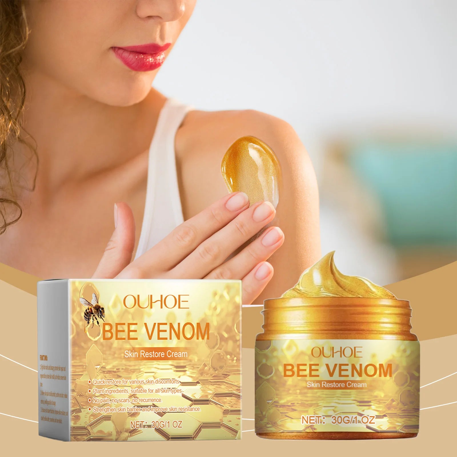 Moisturizer Body Lotion Lifting Repair Soothe Brighten Smoothing Moisturizing Lightening Relieve Dry Bee Venom Skin Care Cream